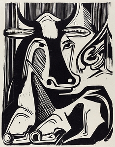 The Large Cow Lying Down [Grosse Liegende Kuh] [1929] by Ernst Ludwig Kirchner [1880–1938]
