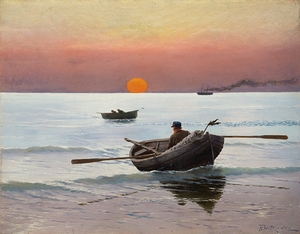 Sunset on the Sea [1887] by Stanisław Witkiewicz [1851–1915]