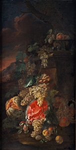 Fruit Piece with a Landscape Background by Giovanni Paolo Spadino [1659–ca. 1730]
