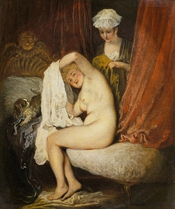 A Woman at Her Toilet [c. 1717–1719] by Jean–Antoine Watteau [1684–1721]