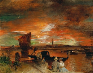 A scene at dusk in Venice [1903] by Oswald Achenbach [1827–1905]