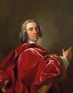 Portrait Of A Gentleman In A Red Velvet Cloak by Jean–Baptiste van Loo [1684–1745]