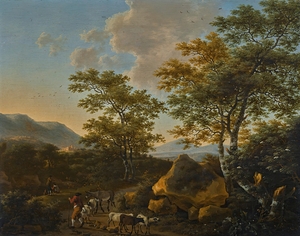 Italianate landscape with shepherds by Willem de Heusch [1625–1692]