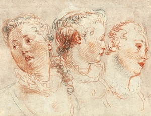 Three Studies Of The Head Of A Woman by Jean–Antoine Watteau [1684–1721]