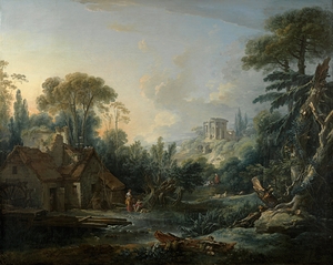 Landscape with a Water Mill by François Boucher [1703–1770]