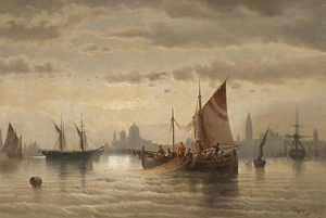 Segelschiffe Vor Venedig [1869] by Albert Rieger [1934–1905]