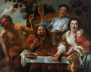 Le satyre et le paysan [1644–1645] by Follower of Jacob Jordaens [1593–1678]