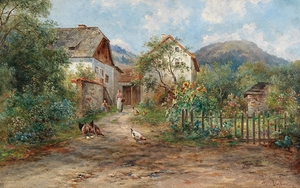 A Rustic Garden in Blossom in the Countryside. By Emil Barbarini [1855–1933]
