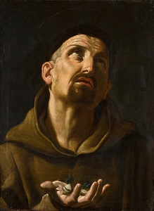Saint Didacus of Alcalá. Holding rose buds by Follower Of Guido Reni [1575–1642]