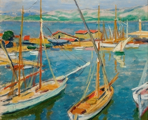 Harbour at Saint–Tropez [1909] by Józef Pankiewicz [1866–1940]