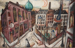 The Synagogue in Frankfurt am Main [1919] by Max Beckmann [1884–1950]