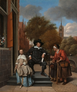 Adolf and Catharina Croeser. Known as ‘The Burgomaster of Delft and his Daughter’ [1655] by Jan Steen [1626–1679]