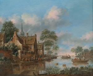 A river landscape with fishermen by Thomas Heeremans [1641–1694]