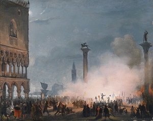 Venedi Piazzetta bei Nacht by Ippolito Caffi [1809–1866]