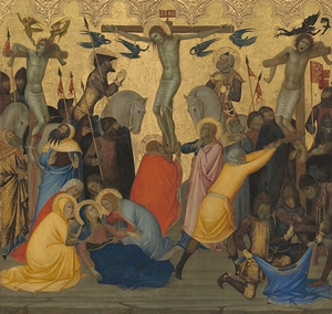 Scenes from the Passion of Christ – The Crucifixion [middle panel] [1380s] by Andrea Vanni [1332–c. 1414]
