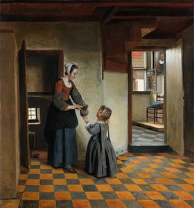 Woman with a Child in a Pantry [c. 1656–c. 1660] by Pieter De Hooch [1629–1684]
