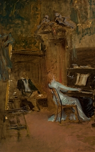 Concert in the living–room. Sketch by Władysław Czachórski [1850–1911]