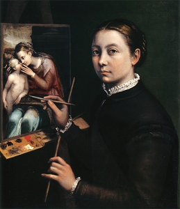 Self–portrait at the easel [1556] by Sofonisba Anguissola [ca. 1530–1625]
