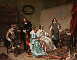 The Princess of Orange Visiting the Work–shop of Bartholomeus van der Helst [c. 1850–c. 1870] by Hendrik Jacobus Scholten [1824–1907]