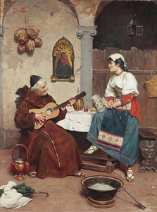 Musikalische Unterhaltung in der Schenke by Pietro Torrini [1852–1920]