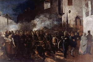 Pompiers courant à un incendie [1850–1851] by Gustave Courbet [1819–1877]