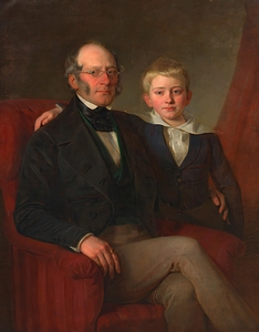 Josef Moser [Polizeioffizier] mit seinem Sohn [around 1855] by Georg Decker [1818–1894]