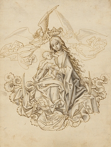 Mary on the crescent moon. Crowned by two angels [1500] by Hans Holbein The Elder [1460–1524]