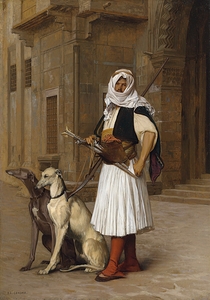 Arnaut and two Whippets [1867] by Jean–Léon Gérôme [1824–1904]