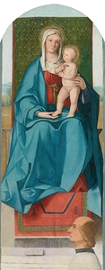 The Madonna And Child Enthroned With A Donor by Boccaccio Boccaccino [1466–1525]