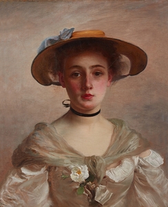 Portrait of a Young Woman by Gustave Jean Jacquet [1846–1909]