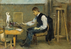 A Man Drawing [1893] by Otto Holmström [1866–1955]