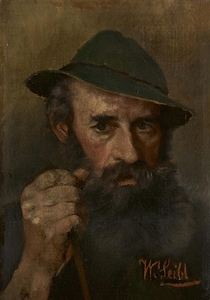 Portrait of a Man with Green Hat by Wilhelm Leibl [1844–1900]