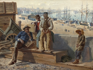 Negro Boys on the Quayside [c. 1865] by David Norslup [active c. 1865]