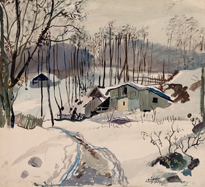 Winterlandschaft in Pressbaum [1944] by Oskar Laske [1874–1951]