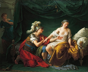 Alcibiades on his Knees Before his Mistress [circa 1781] by Louis–Jean–François Lagrenée [1724–1805]
