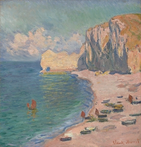 Étretat. The Beach and the Falaise d’Amont [1885] by Claude Monet [1840–1926]