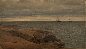 Gråvær. Hvaler [1896] by Amaldus Nielsen [1838–1932]