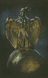 Study for the eagle column decoration in ‘Apotheosis of Pennsylvania’ mural at the state capitol building in Harrisburg. Pennsylvania by Edwin Austin Abbey [1852–1911]