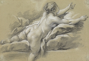 A Nude Woman Reaching to the Right [c. 1769] by François Boucher [1703–1770]