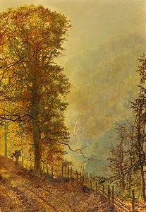 A Rabbit Hunter On A Riverside Road [1870] by John Atkinson Grimshaw [1836–1893]