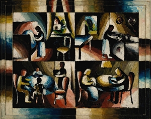 Häusliche Arbeit [Housekeeping] [1921] by Arthur Segal [1875–1944]