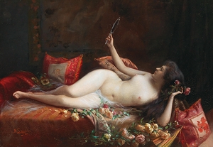 On a bed of roses by Delphin Enjolras [1857–1945]