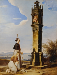 Zwei Pilgerinnen Vor Einem Bildstock [‘ave Maria’] [1829] by Erasmus Von Engert [1796–1871]