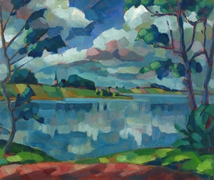 Saadjärv – Äksi kirik [1923 and 1924] by Konrad Mägi [1878–1925]
