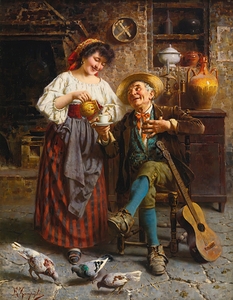 Grandpa’s coffee by Eugenio Zampighi [1859–1944]