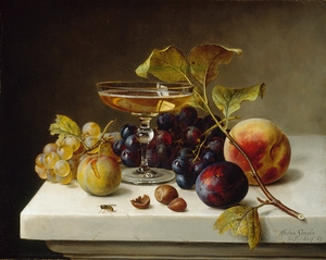 Still Life with Fruit and Champagne [1869] by Helen Searle [1834–1884]