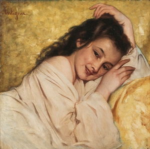 Jeune Fille Souriant by Jean–Pierre–Alexandre Antigna [1817–1878]