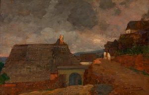 Ortschaft bei trübem Wetter [Weißenkirchen] [ca. 1909–1910] by Tina Blau [1845–1916]