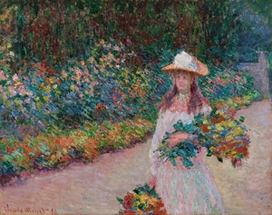 Jeune fille dans le jardin de Giverny [1888] by Claude Monet [1840–1926]