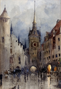 Street Scene in Munich [1880] by Ross Sterling Turner [1847–1915]